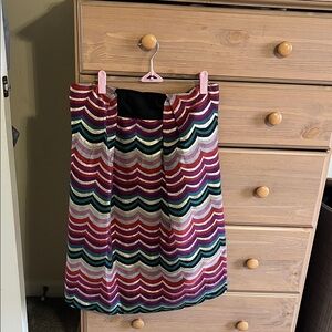 See by Chloé Strapless Metallic Chevron Dress Size 6 Multicolor